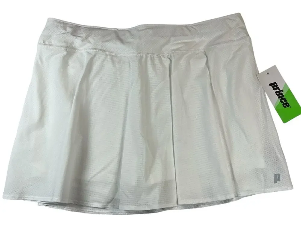 Prince XS Extra Small Tennis Pickleball Skort SKIRT White W/shorts Flounce Skirt